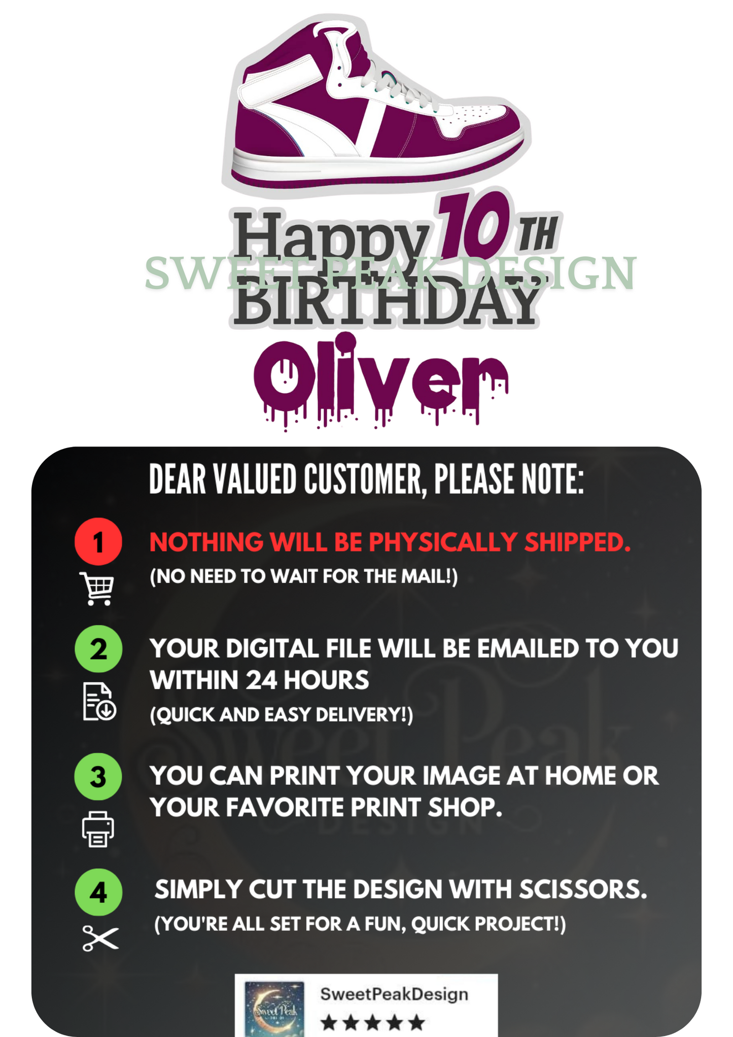 Sneakers Cake or Cupcake Topper – Digital file only