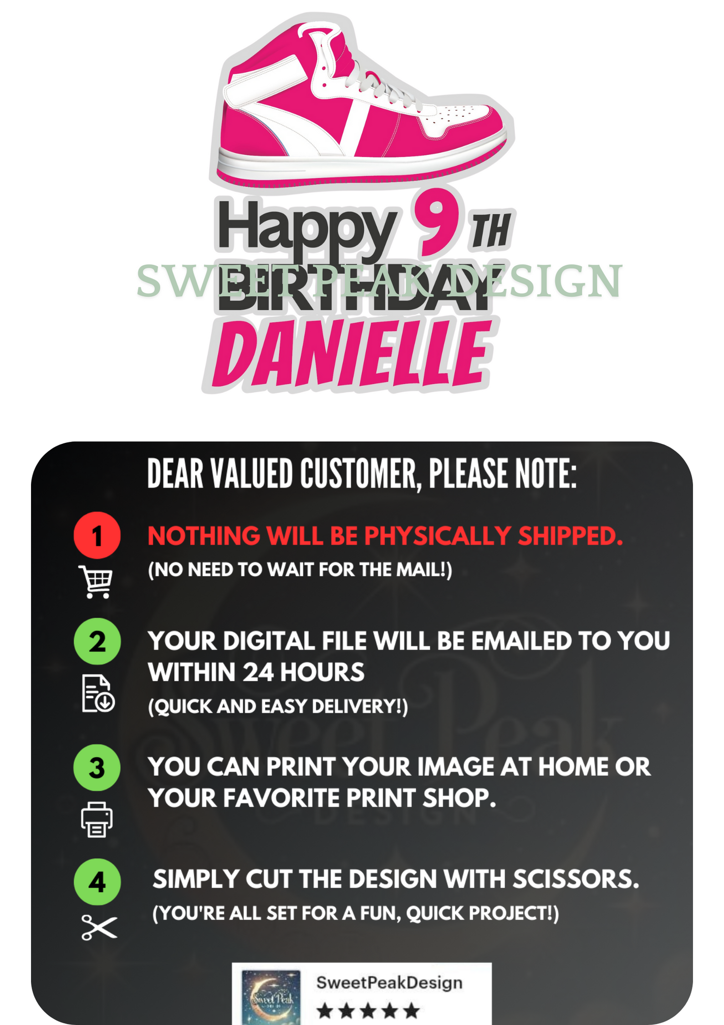 Sneakers Cake or Cupcake Topper – Digital file only