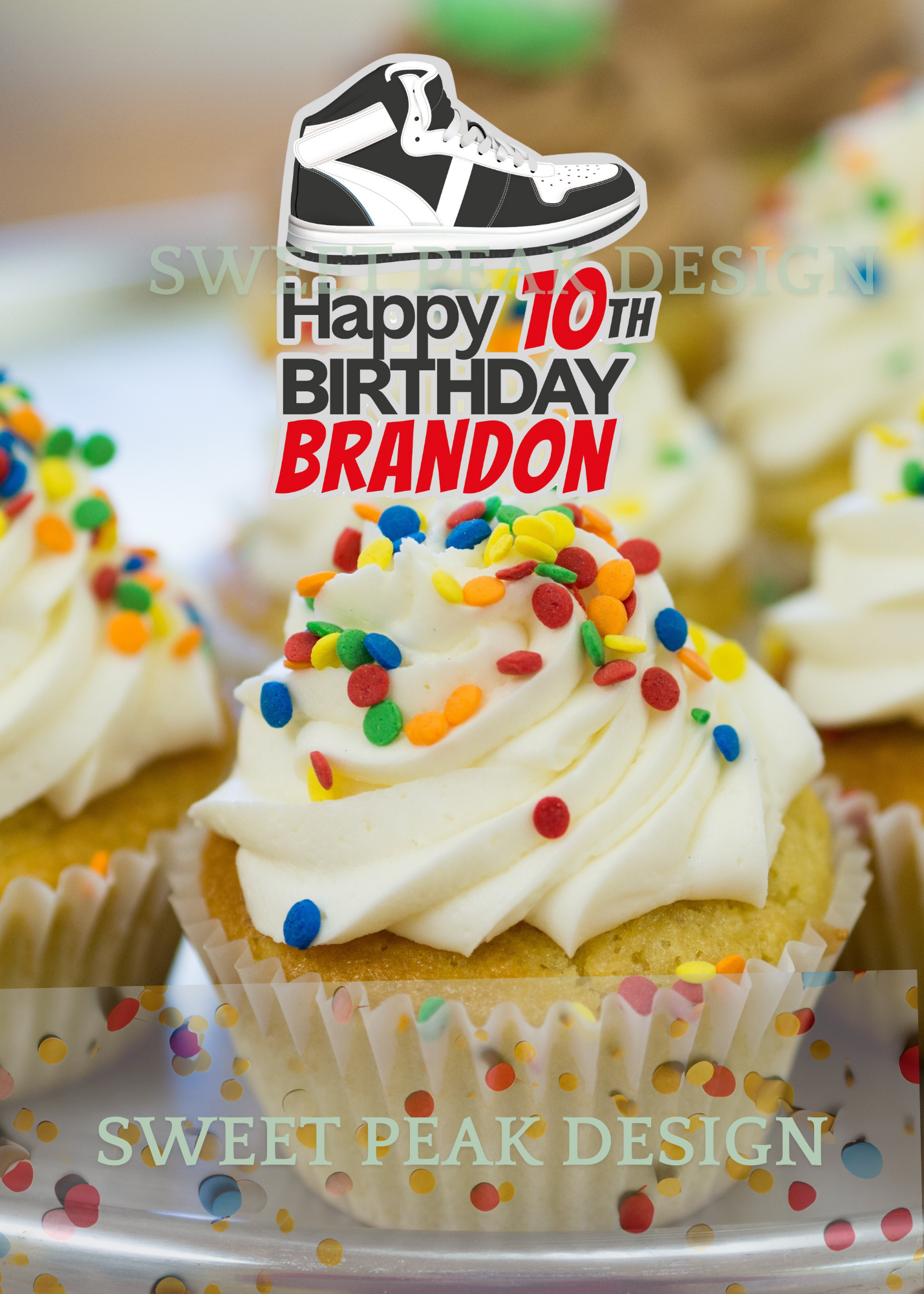 Sneakers Cake or Cupcake Topper – Digital file only