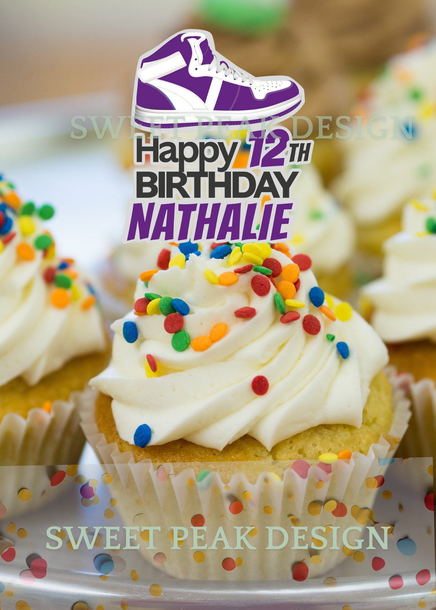 Sneakers Cake or Cupcake Topper – Digital file only