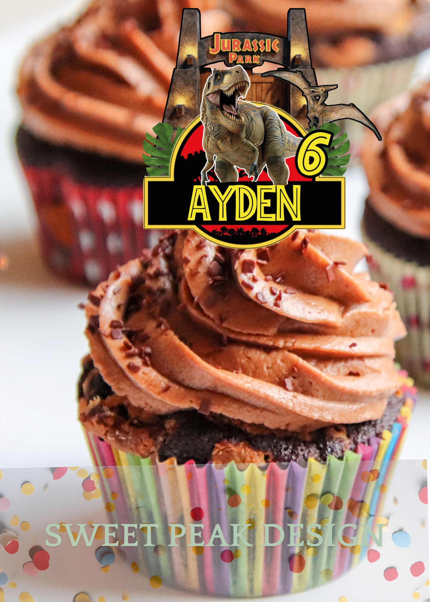 Jurassic Park Cake Topper or Cupcake Topper -Digital file only