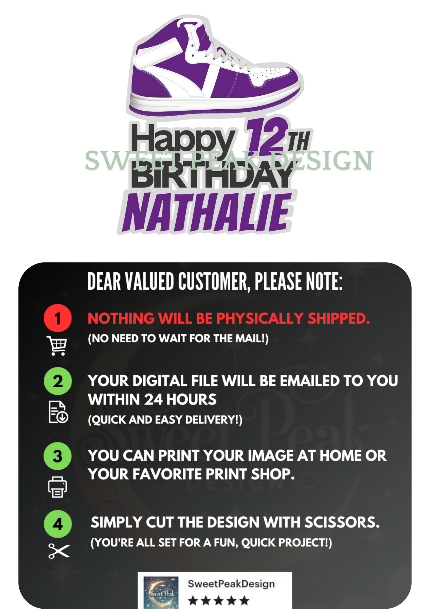 Sneakers Cake or Cupcake Topper – Digital file only