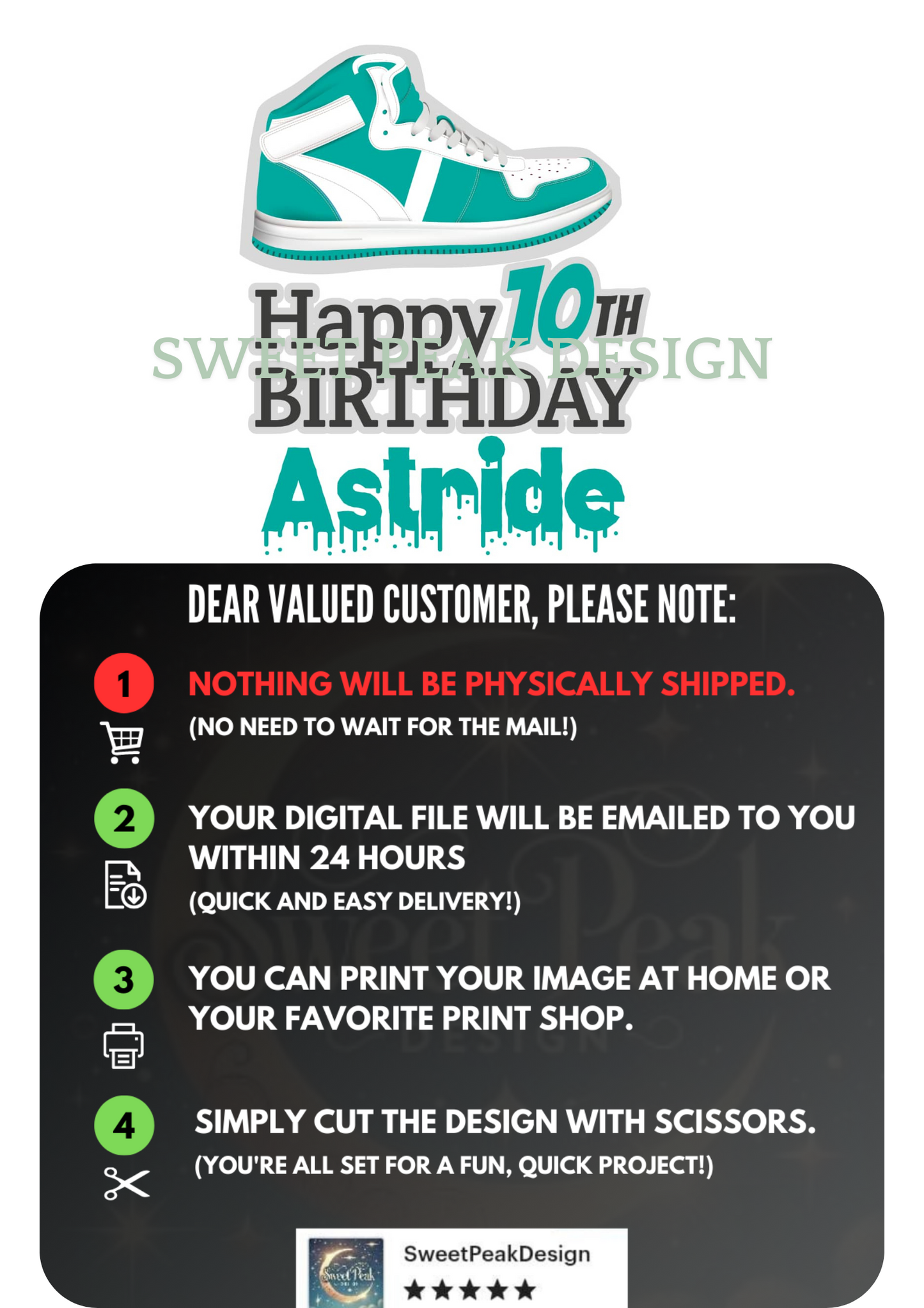 Sneakers Cake or Cupcake Topper – Digital file only