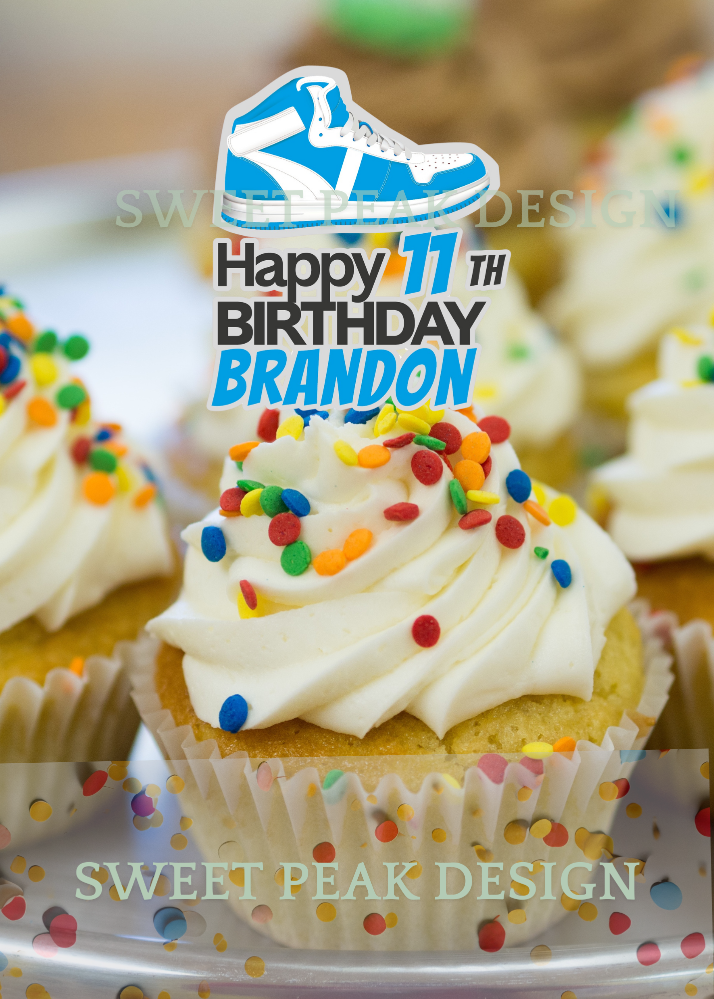 Sneakers Cake or Cupcake Topper – Digital file only