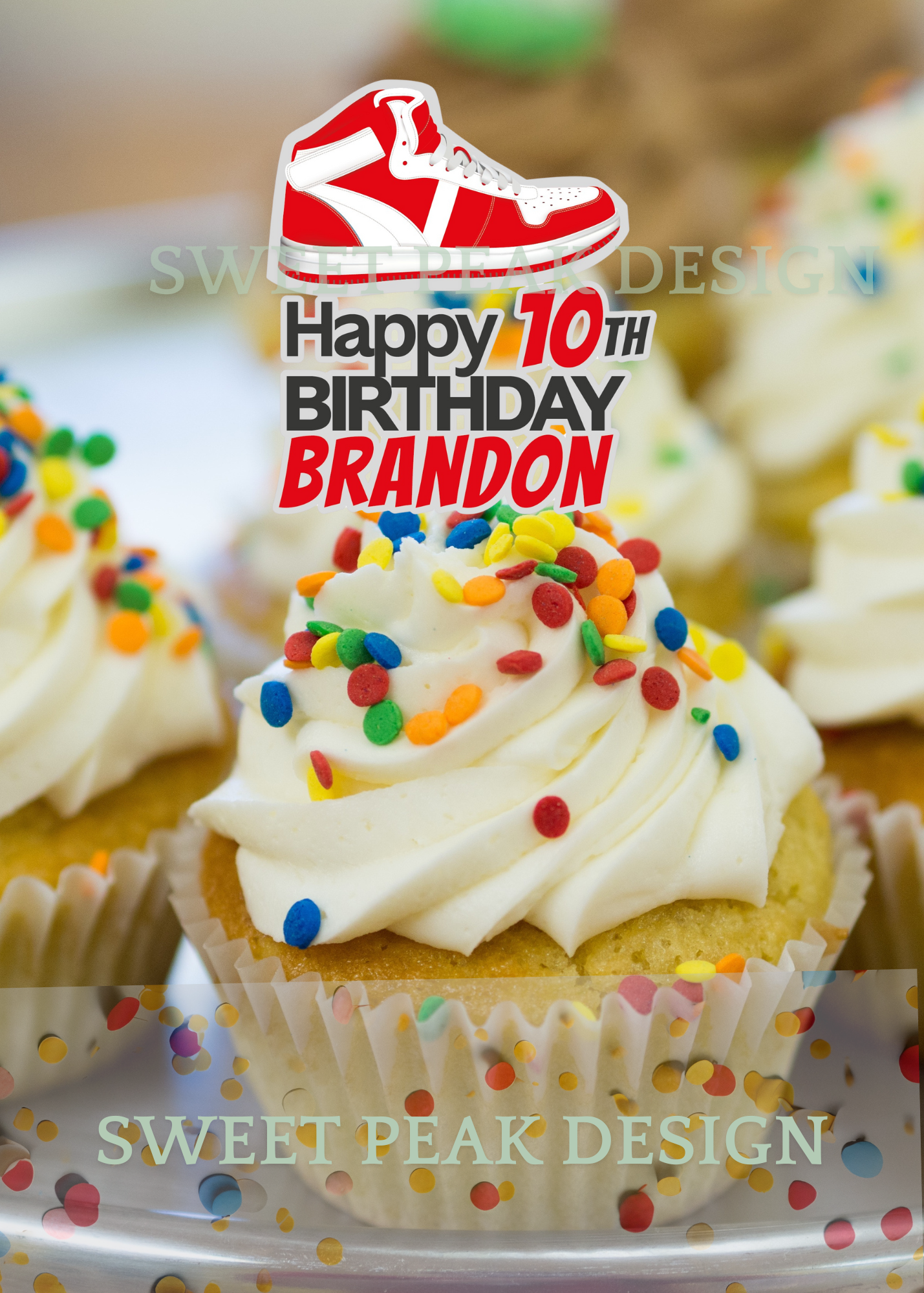 Sneakers Cake or Cupcake Topper – Digital file only