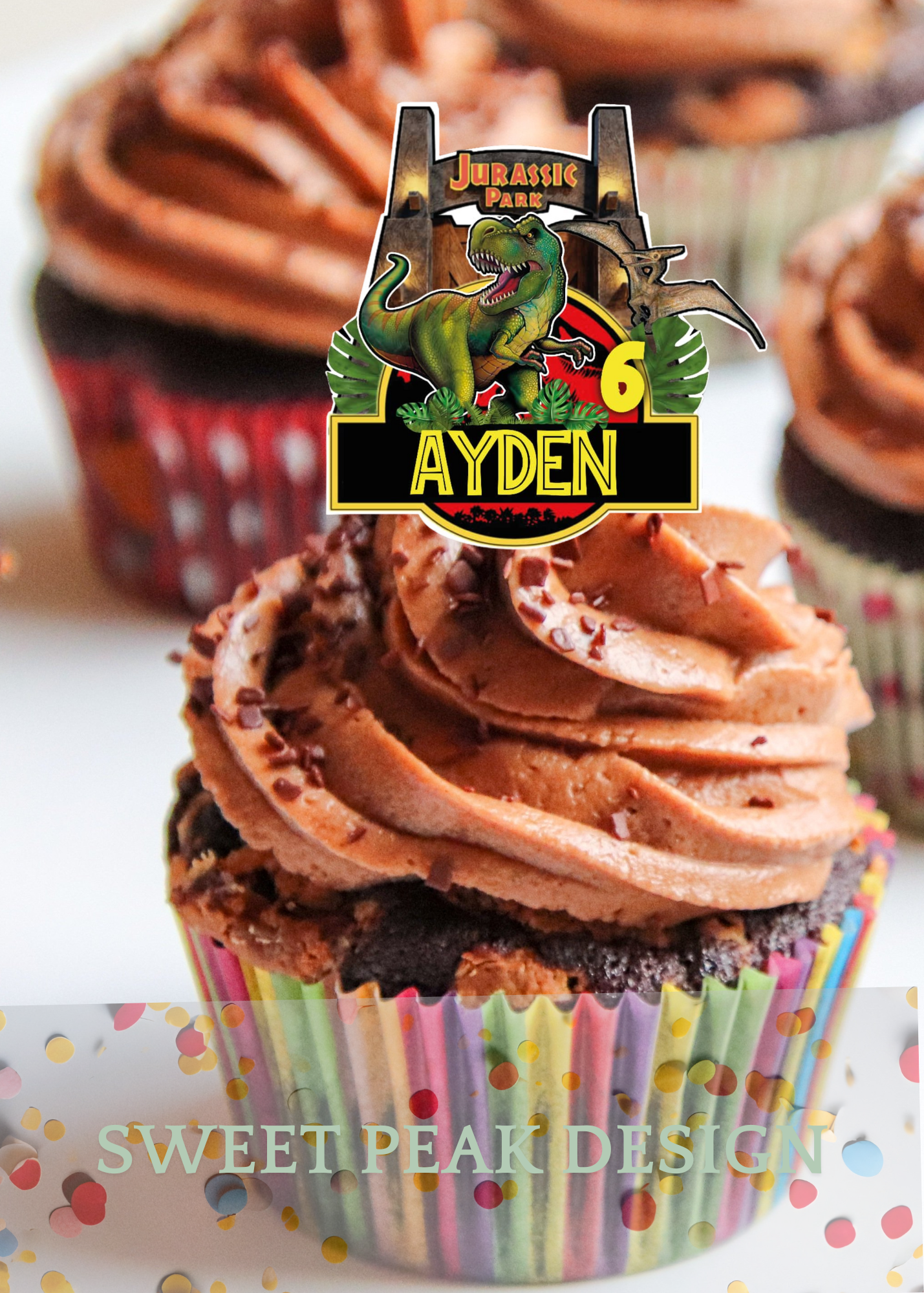 Jurassic Park Cake Topper or Cupcake Topper -Digital file only